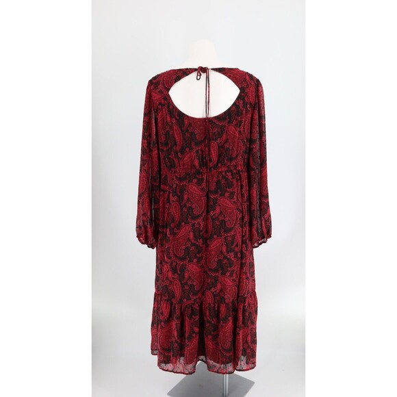 NWT Torrid Womens Plus Size 2X (18-20) Burgundy Paisley Open Back A-line Dress - Picture 7 of 11